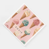 Gepersonaliseerde Retro  Ice Cream Cone Pattern Servet (Hoek)