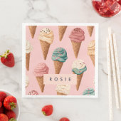 Gepersonaliseerde Retro  Ice Cream Cone Pattern Servet (Insitu)