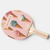 Gepersonaliseerde Retro  Ice Cream Cone Pattern Tafeltennisbatje (Zijkant)