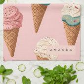 Gepersonaliseerde Retro  Ice Cream Cone Pattern Theedoek (Gevouwen)