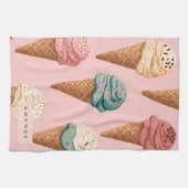 Gepersonaliseerde Retro  Ice Cream Cone Pattern Theedoek (Horizontaal)