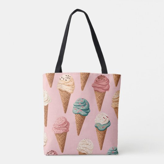 Gepersonaliseerde Retro Ice Cream Cone Pattern Tote Bag (Achterkant)