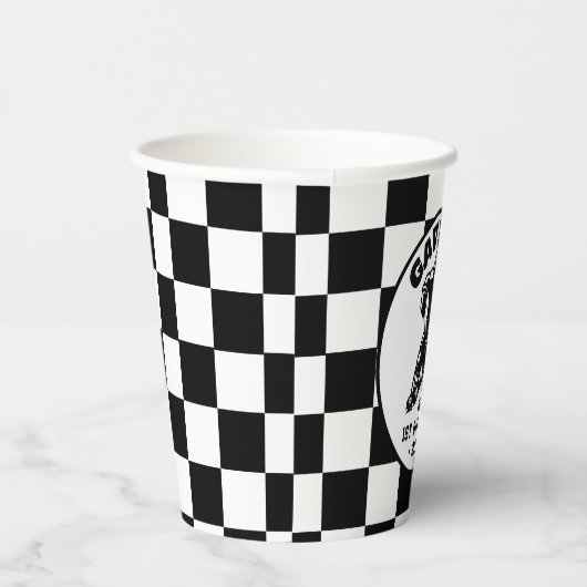 Gepersonaliseerde retro ijshockey verjaardagsfeest papieren bekers (Rechts)