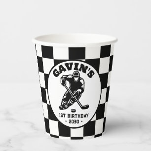 Gepersonaliseerde retro ijshockey verjaardagsfeest papieren bekers
