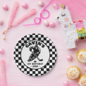 Gepersonaliseerde retro ijshockey verjaardagsfeest papieren bordje (Feest)