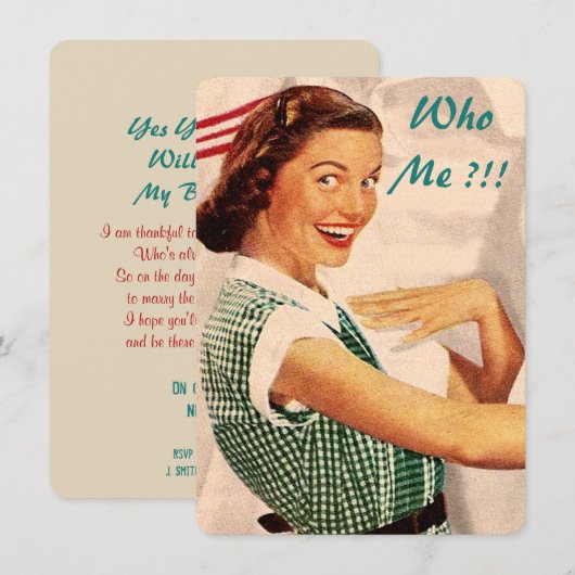 Gepersonaliseerde retro is mijn bruidsmeisje/diens kaart (Voorkant / Achterkant)