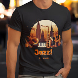 Gepersonaliseerde Retro Jazz stad T-shirt
