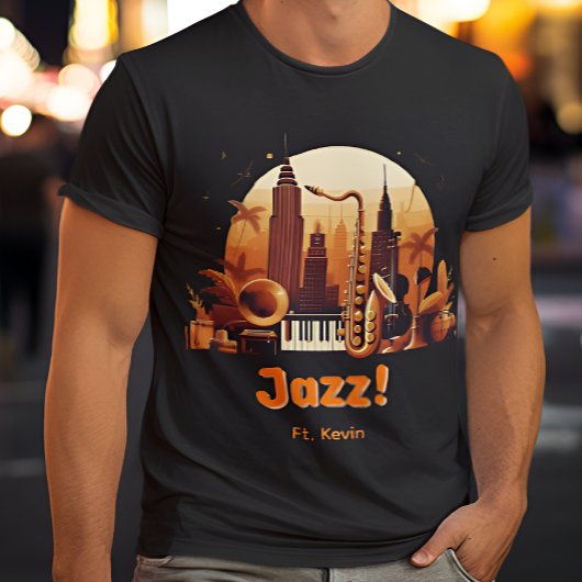 Gepersonaliseerde Retro Jazz stad T-shirt