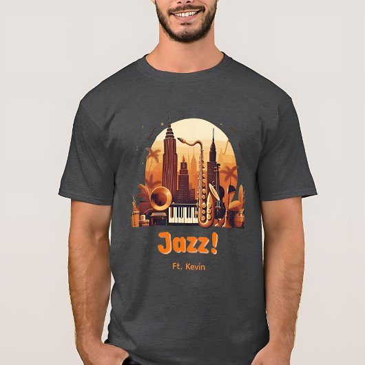 Gepersonaliseerde Retro Jazz stad T-shirt