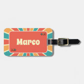 Gepersonaliseerde Retro Jeugdkamp Bagagelabel (Voorkant horizontaal)