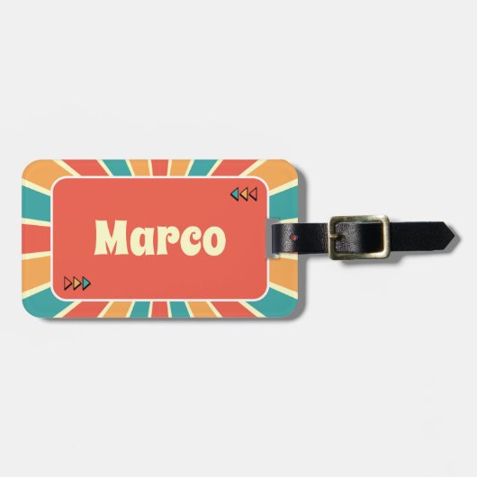 Gepersonaliseerde Retro Jeugdkamp Bagagelabel (Voorkant horizontaal)