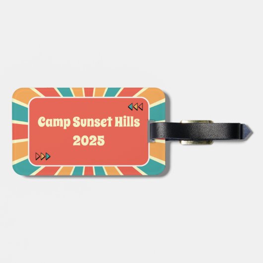 Gepersonaliseerde Retro Jeugdkamp Bagagelabel (Achterkant horizontaal)