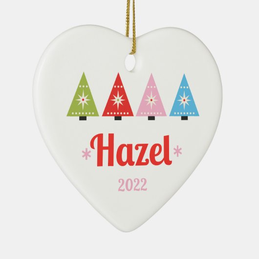 Gepersonaliseerde Retro Kerstbomen Custom Pet Keramisch Ornament (Rechts)