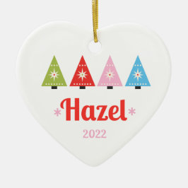 Gepersonaliseerde Retro Kerstbomen Custom Pet Keramisch Ornament