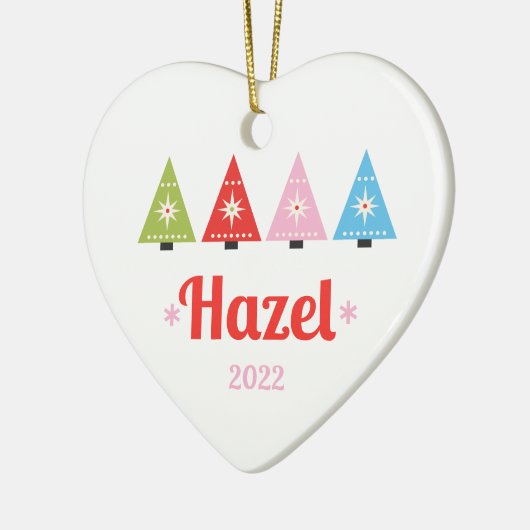 Gepersonaliseerde Retro Kerstbomen Custom Pet Keramisch Ornament (Links)