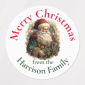 Gepersonaliseerde Retro  kerstkerstwensen Labels (Design 1)