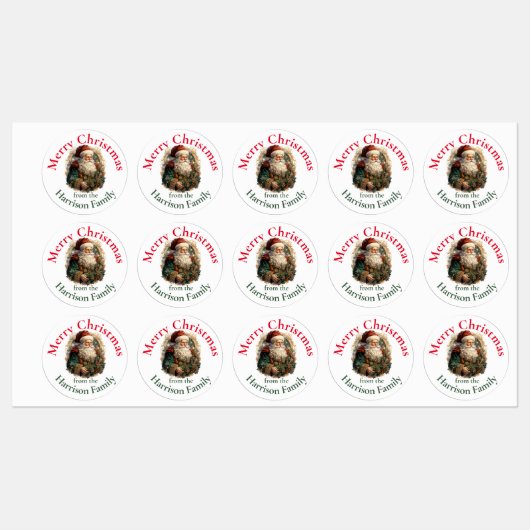 Gepersonaliseerde Retro  kerstkerstwensen Labels (Vel)