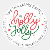 Gepersonaliseerde Retro Kerstretour Adreslabel Ronde Sticker (Voorkant)