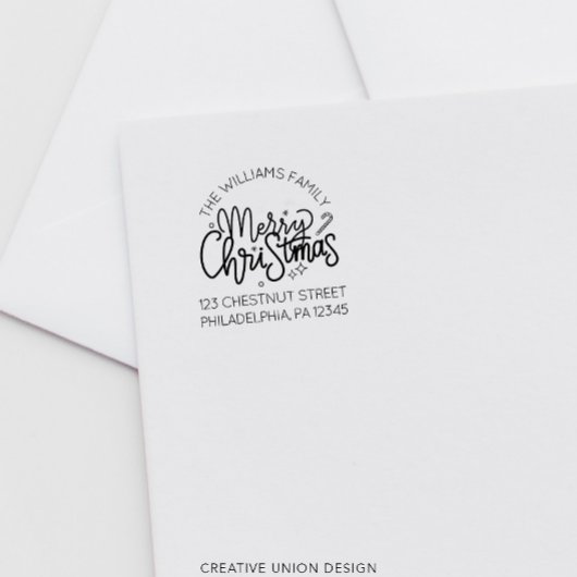 Gepersonaliseerde Retro Kerstretour Adreslabel Zelfinktende Stempel