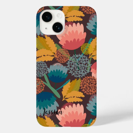 Gepersonaliseerde retro,  kleurbloemen Case-Mate iPhone case (Achterkant)