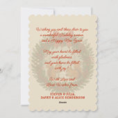 Gepersonaliseerde retro krans met Schattigee eekho Feestdagenkaart (Achterkant)