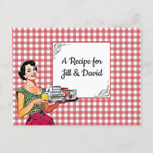 Gepersonaliseerde Retro Lady Wedding Recept Kaart