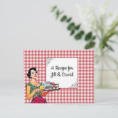 Gepersonaliseerde Retro Lady Wedding Recept Kaart (Staand voorkant)