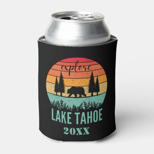 Gepersonaliseerde Retro Lake Tahoe California Souv Blikjeskoeler (Blikje Voorkant)
