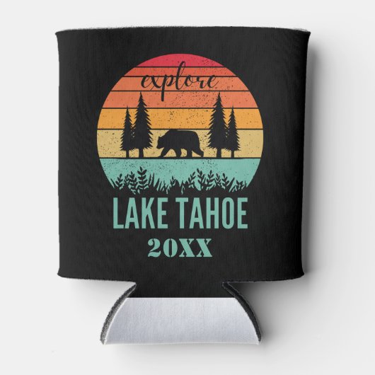 Gepersonaliseerde Retro Lake Tahoe California Souv Blikjeskoeler (Voorkant)
