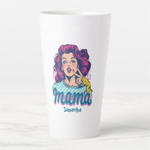 Gepersonaliseerde Retro Mama Pop Art (11) Latte Mo Mok
