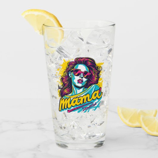 Gepersonaliseerde Retro Mama Pop Art (12) Glas (Voorkant ijs)