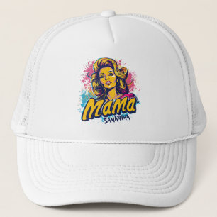 Gepersonaliseerde Retro Mama Pop Art (14) Trucker  Pet