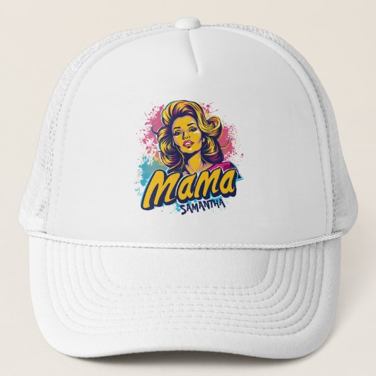 Gepersonaliseerde Retro Mama Pop Art (14) Trucker Pet (Voorkant)