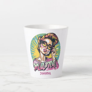 Gepersonaliseerde Retro Mama Pop Art (16) Latte Mo Mok