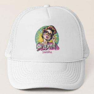 Gepersonaliseerde Retro Mama Pop Art (16) Trucker  Pet