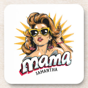 Gepersonaliseerde Retro Mama Pop Art 1 Bier Onderzetter