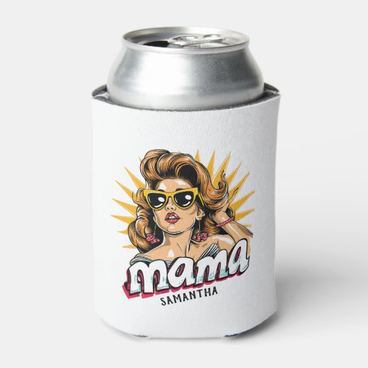 Gepersonaliseerde Retro Mama Pop Art 1 Blikjeskoeler (Blikje Voorkant)