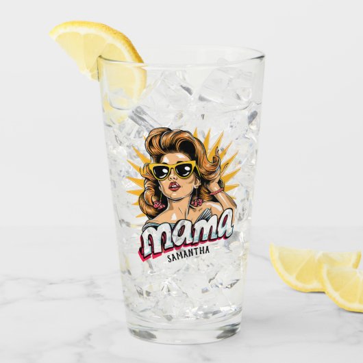 Gepersonaliseerde Retro Mama Pop Art 1 Glas (Voorkant ijs)