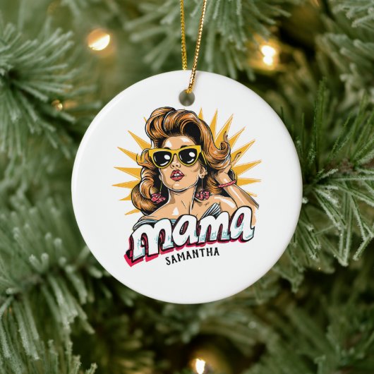 Gepersonaliseerde Retro Mama Pop Art 1 Keramisch Ornament (Boom)