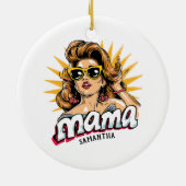 Gepersonaliseerde Retro Mama Pop Art 1 Keramisch Ornament (Achterkant)