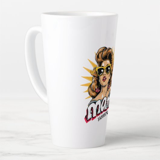 Gepersonaliseerde Retro Mama Pop Art 1 Latte Mok (Linkerhoek)