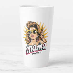 Gepersonaliseerde Retro Mama Pop Art 1 Latte Mok