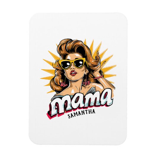 Gepersonaliseerde Retro Mama Pop Art 1 Magneet (Verticaal)
