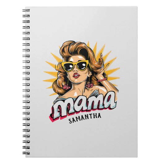 Gepersonaliseerde Retro Mama Pop Art 1 Notitieboek (Voorkant)
