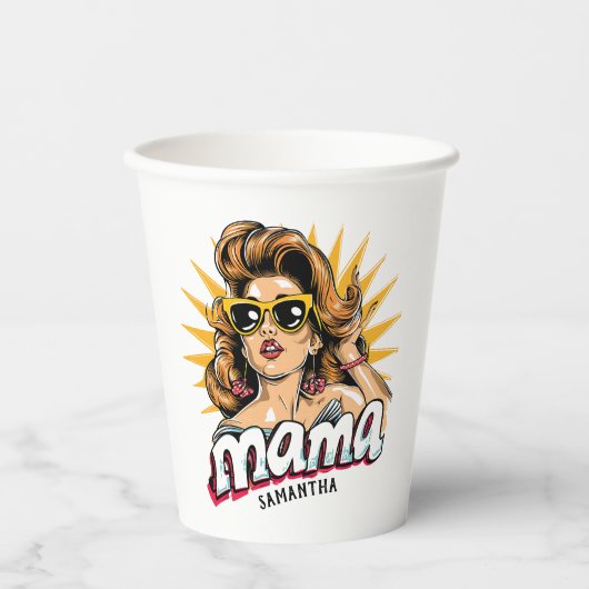 Gepersonaliseerde Retro Mama Pop Art 1 Papieren Bekers (Voorkant)