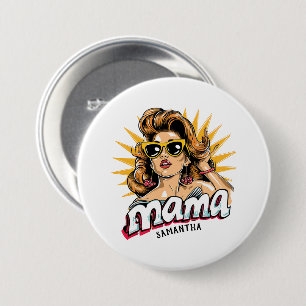 Gepersonaliseerde Retro Mama Pop Art 1 Ronde Button 7,6 Cm