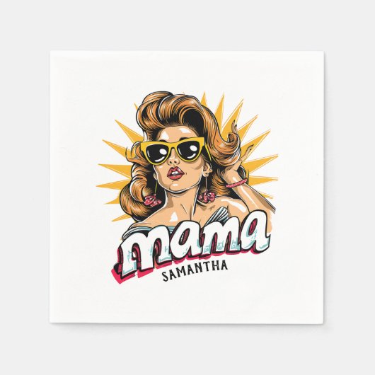 Gepersonaliseerde Retro Mama Pop Art 1 Servet (Voorkant)
