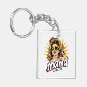 Gepersonaliseerde Retro Mama Pop Art 1 Sleutelhanger (Voorkant Links)