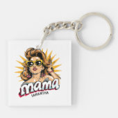 Gepersonaliseerde Retro Mama Pop Art 1 Sleutelhanger (Achterkant)