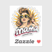 Gepersonaliseerde Retro Mama Pop Art 1 Sticker (Vel)